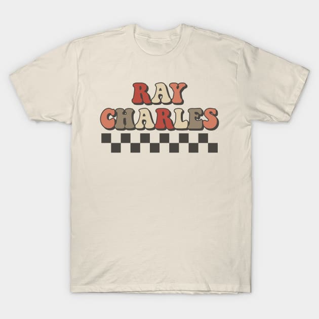 Ray Charles Checkered Retro Groovy Style T-Shirt by Lucas Bearmonster